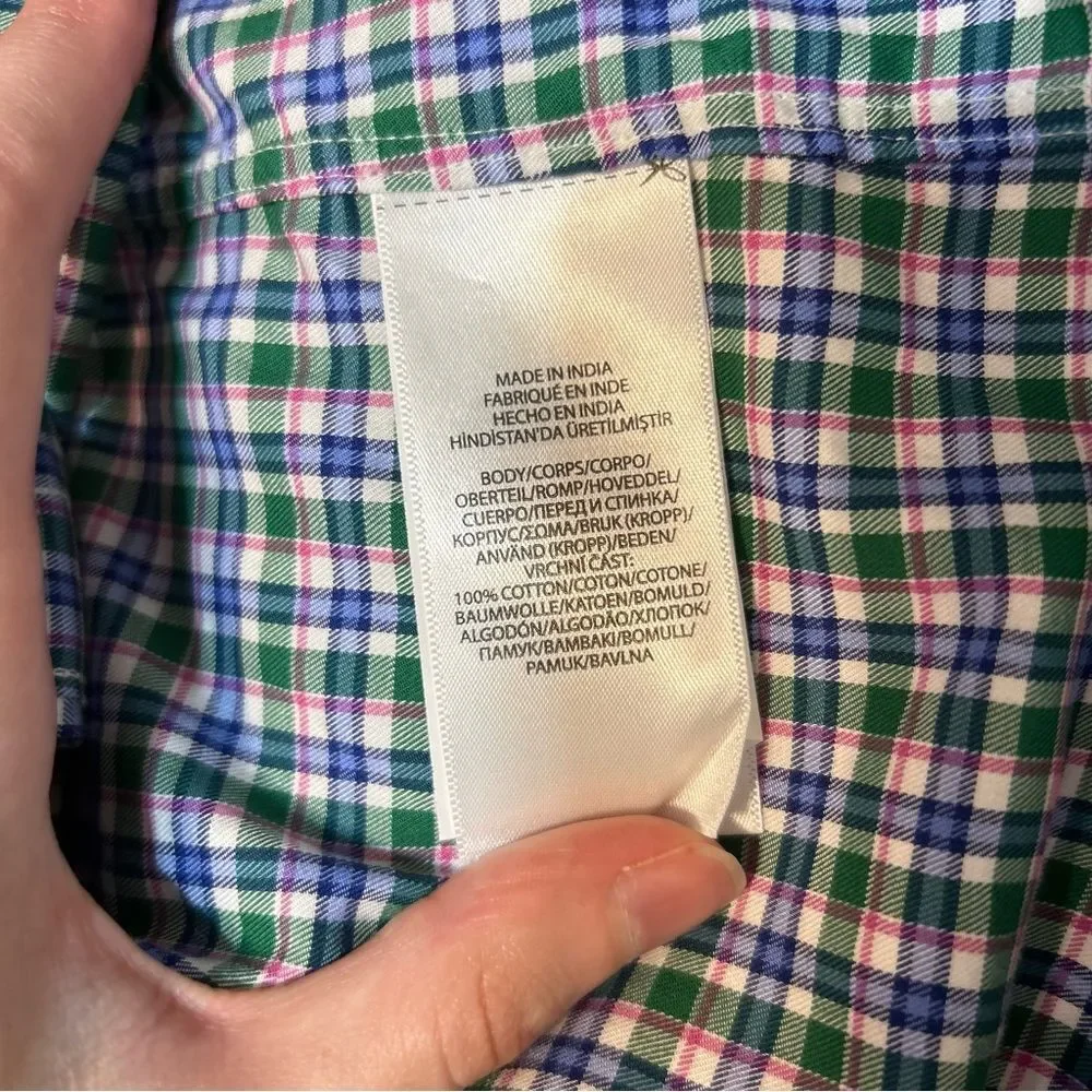 Polo Ralph Lauren Plaid Classic Fit Sport Button Down Shirt Size Medium